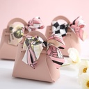 PINK LEATHER GIFT BAG W/SCARF 12 X 5.5 X 13CM