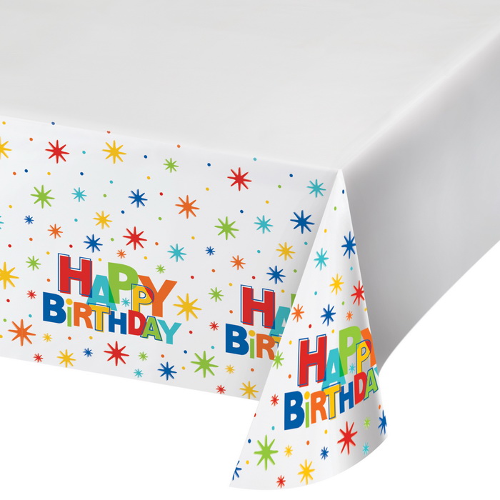 Plastic Happy Birthday Table Cover 54"x84" WM342557 Rectangle