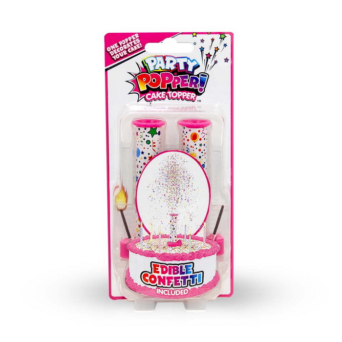 Party Popper Cake Topper White/Pink #3316