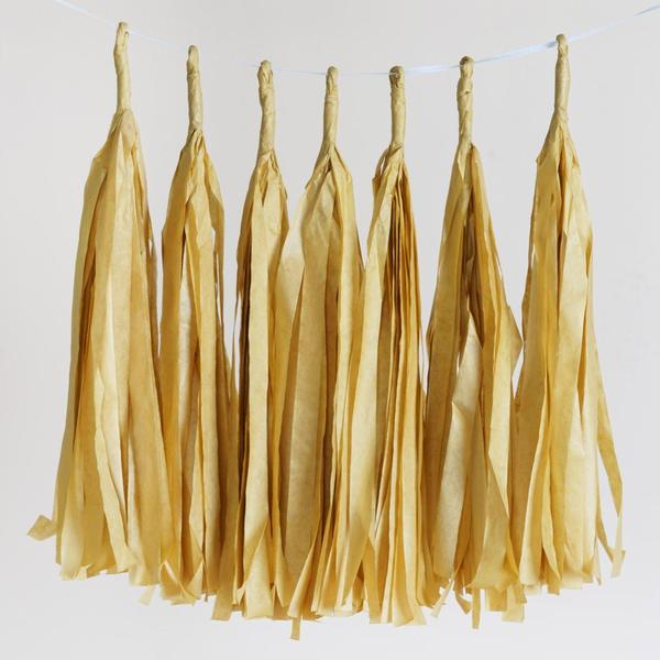 12 PCS Champagne Paper Tassel Tissue Garland