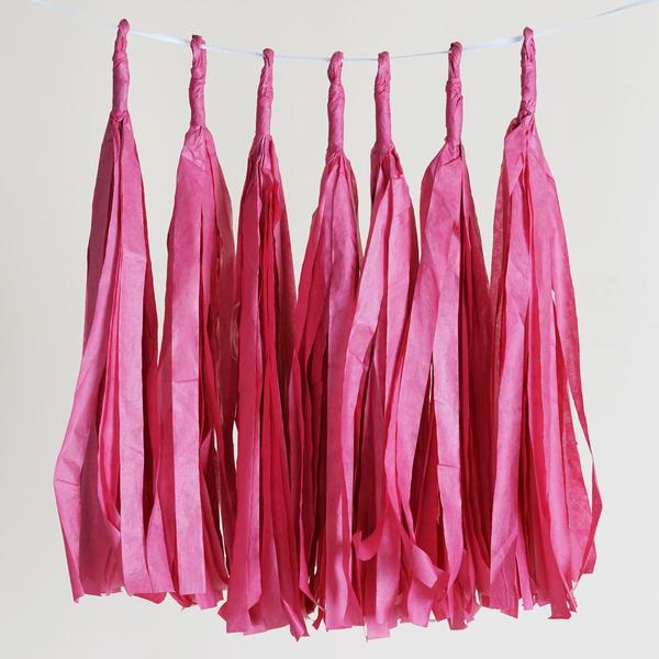 12 PCS Fushia Paper Tassel Tissue Garland