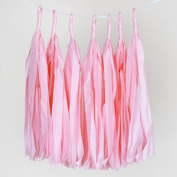 12 PCS Pink Paper Tassel Tissue Garland