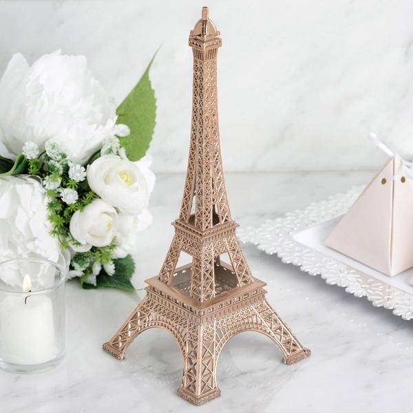 10" | Rose Gold | Eiffel Tower Centerpiece | Eiffel Tower Cake Topper | Decorative figurine - Pack of 1 Eiffel Tower