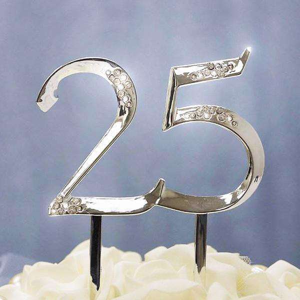 5.25" Silver Unbeatable at 25 Cake Topper