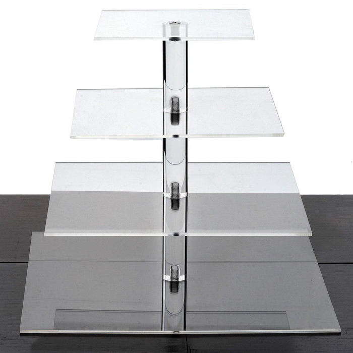 4 Tier Acrylic Square Cupcake Stand | 12.5" Height | Cake Stand | Display Stand