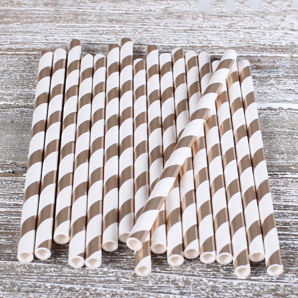 CAKE POP STICKS GOLD STRIPE 25ct