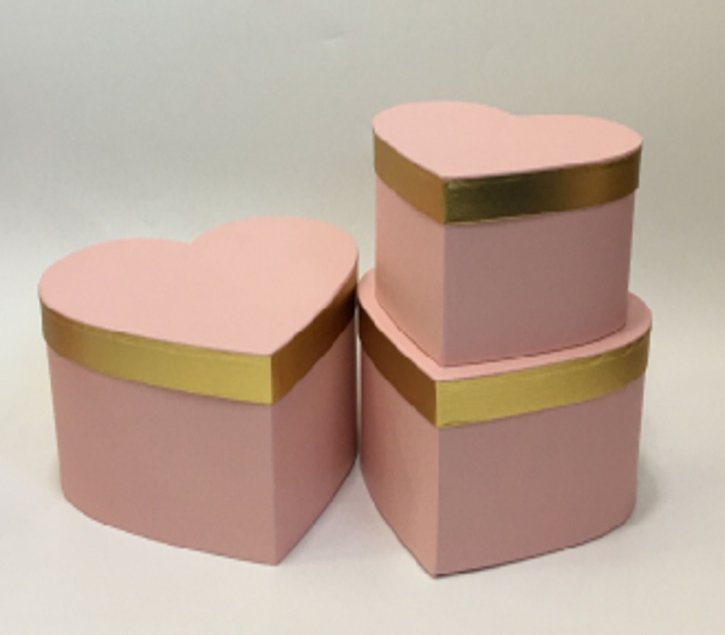 PINK/GOLD HEART FLOWER/CAKE/GIFT BOX 3PC (W5917)