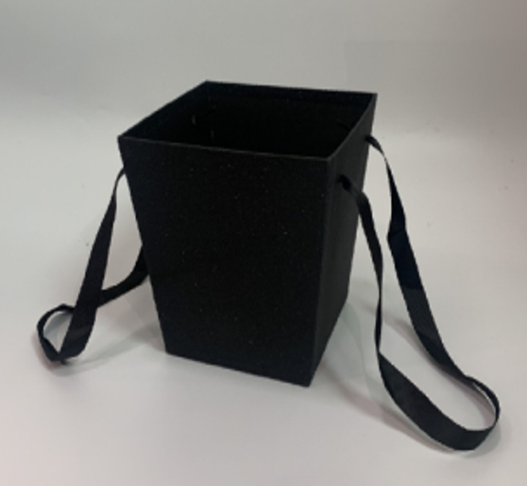 BLACK BASKET FLOWER/GIFT BOX W/HANDLE (W3116) 1PC