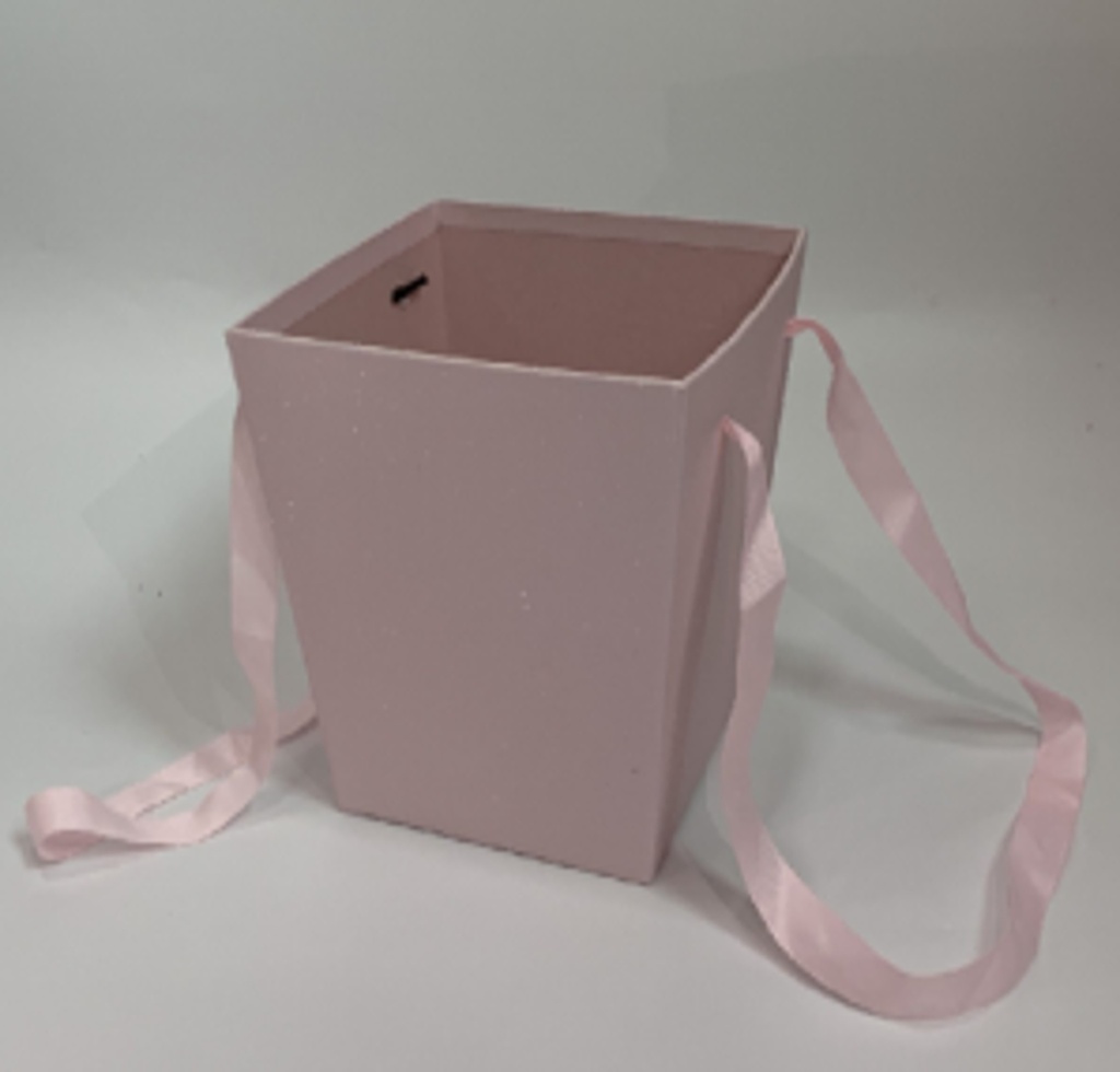 PINK BASKET FLOWER/GIFT BOX W/HANDLE (W3117)
