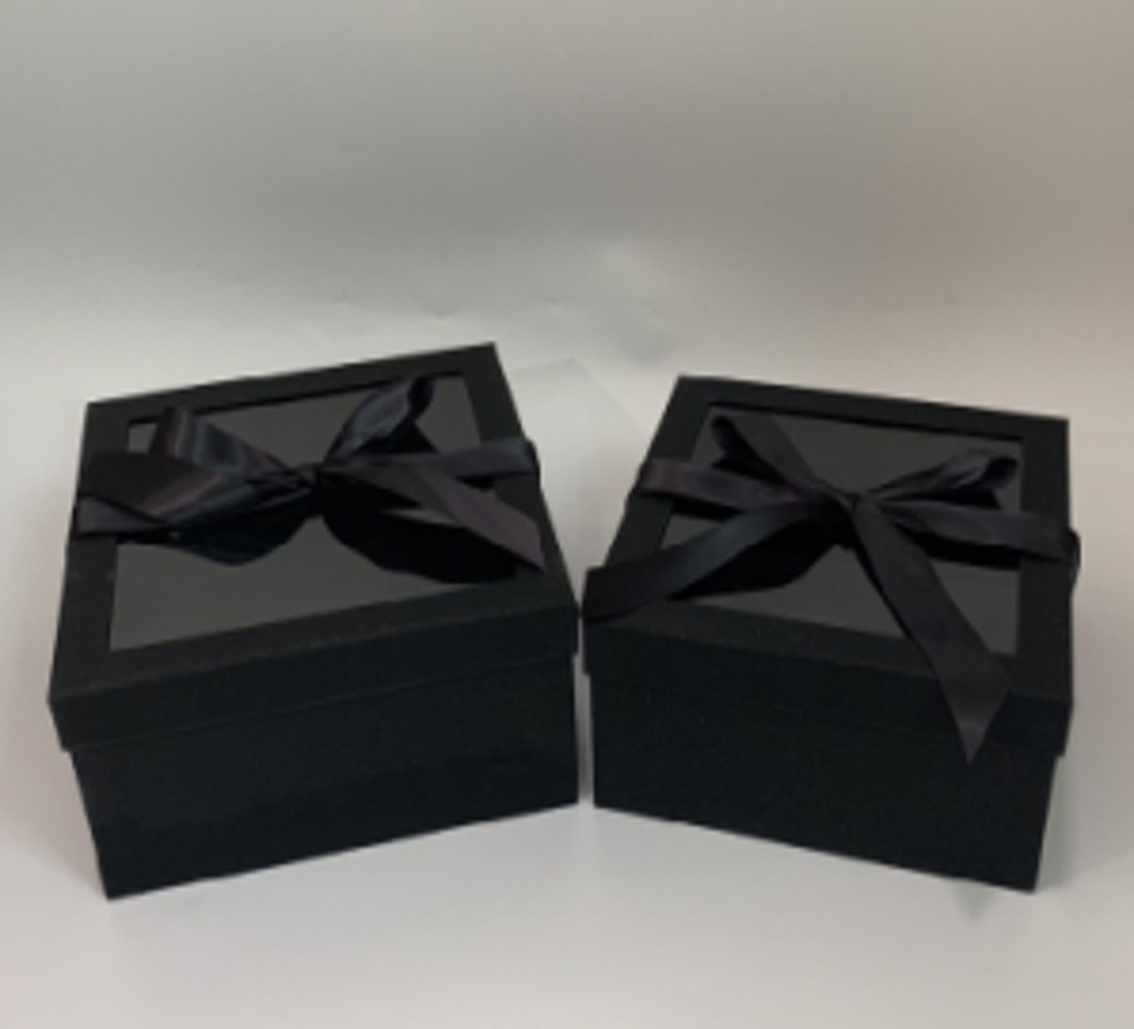 BLACK SQUARE WINDOW FLOWER/CAKE/GIFT BOX W/RIBBON (W3133)