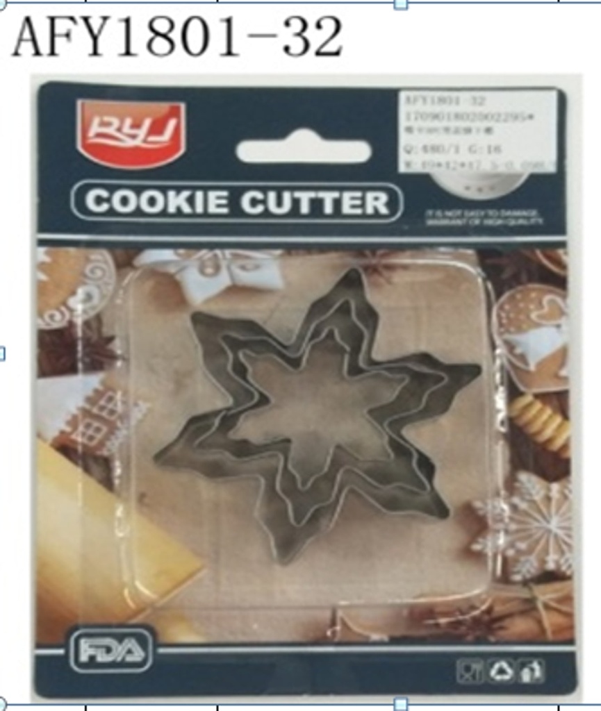 3PC SNOWFLAKE COOKIE CUTTER