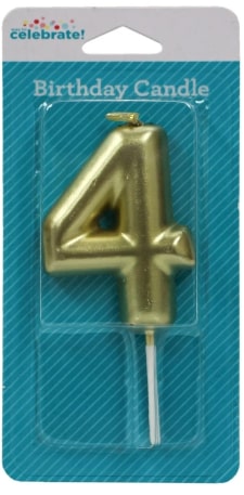 Celebrate Gold Number 4  Birthday Candle