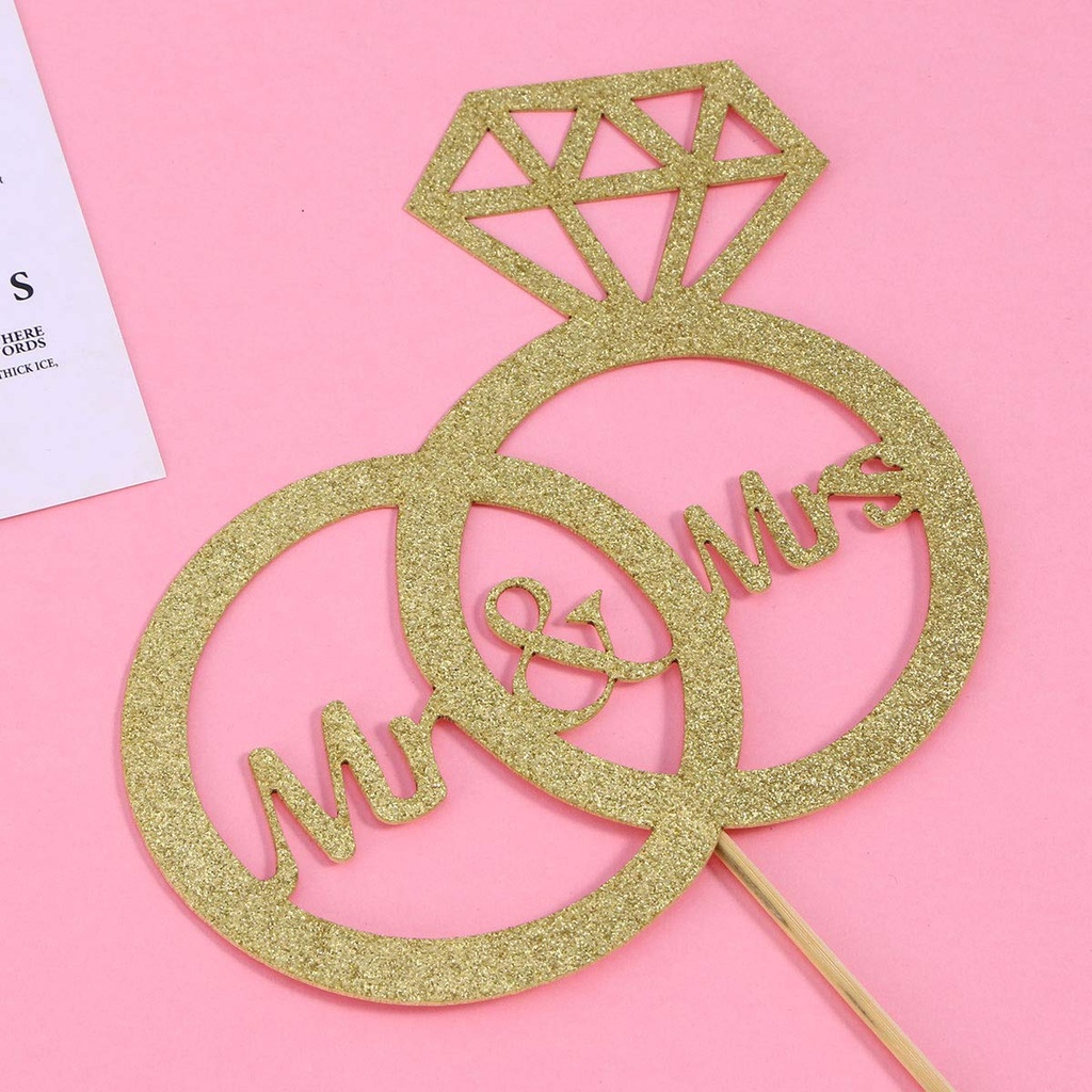 Cake Topper 6" Mr & Mrs Gold