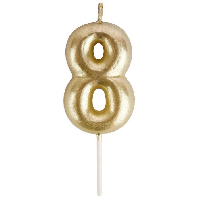 Celebrate Gold Number 8 Birthday Candle