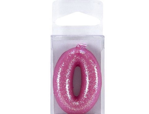 Celebrate Pink Glitter Number 0 Birthday Candle