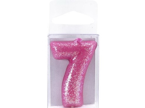 Celebrate Glitter Pink Number 7 Birthday Candle