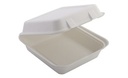 8" White 1pt Baggase Hinged Lid Asean 50ct