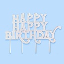 Iridescent Happy Birthday Cake Topper W/Candle Holder 1ct