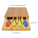 Bamboo Cheese Charcuterie Board Set 8x8 w/4 pc knife set