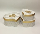 WHITE/GOLD HEART FLOWER/CAKE/GIFT BOXES 3PC (W5724)
