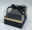 BLACK/GOLD/CLEAR TOP SQUARE FLOWER/CAKE/GIFT BOX (W5861)