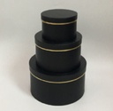 BLACK/GOLD ROUND FLOWER/CAKE/GIFT BOXES 3PCS (W3054)