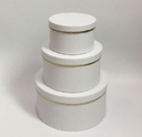 WHITE/GOLD ROUND FLOWER/CAKE/GIFT BOXES 3PCS (W3055)