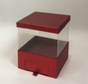 RED/CLEAR TOP SQUARE FLOWER/CAKE/GIFT BOX W/DRAWER (W3098)