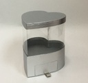 SILVER/CLEAR HEART FLOWER/CAKE/GIFT BOX W/DRAWER (W3101)