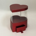 RED/CLEAR HEART FLOWER/CAKE/GIFT BOX W/DRAWER (W3102)