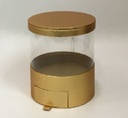 GOLD/CLEAR ROUND FLOWER/CAKE/GIFT BOX W/DRAWER (W3108)