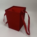 RED BASKET FLOWER/GIFT BOX W/HANDLE (W3118) 1PC