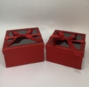 RED SQUARE WINDOW FLOWER/CAKE/GIFT BOX W/RIBBON (W3135)