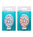White & Polka Dot Number 0 Birthday Candle