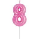 Celebrate Pink Glitter Number 8 Birthday Candle