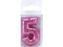 Celebrate Pink Glitter Number 5 Birthday Candle