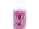 Celebrate Pink Glitter Number 9 Birthday Candle