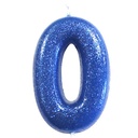 Celebrate Blue Glitter Number 0 Birthday Candle