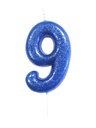 Celebrate Blue Glitter Number 9 Birthday Candle